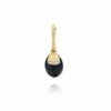 "Ciliegina" Gold And Black Onyx Ball Drop Single Earring With Diamonds Details (SMALL)