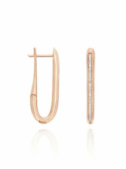 SUNSET "Libera" Medium Rose Gold Square Hoop Earrings With Diamonds