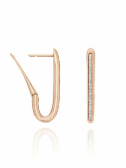 SUNSET "Libera" Medium Rose Gold Square Hoop Earrings With Diamonds -Nanis Sales OS2 602 ROSE 3