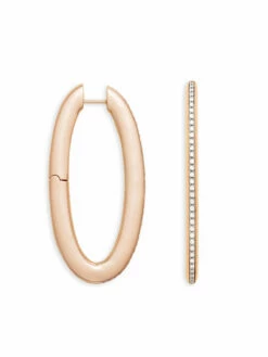 SUNSET "Libera Icon" Big Rose Gold Oval Hoop Earrings With Diamonds