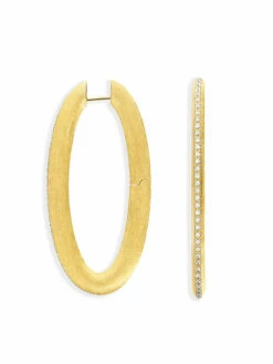 Libera Icon Big Gold Oval Hoop Earrings With Diamonds