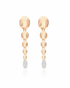 SUNSET "Ivy" Rose Gold And Diamonds Degradé Boules Pendant Earrings