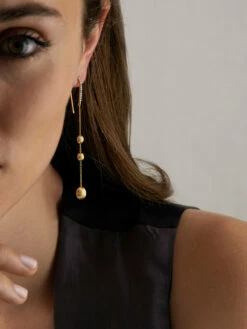 "soffio" Gold And Diamonds Long Earrings -Nanis Sales OS23 583
