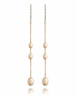 SUNSET "soffio" Rose Gold And Diamonds Long Pendant Earrings