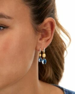 "Azure" Gold, Diamonds And London Blue Topaz Boules Leverback Earrings -Nanis Sales OS24 597 os26 597 11ea2209 b439 4e01 8ac5 0d3c97c53f03