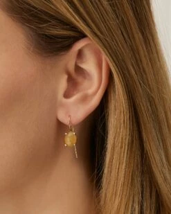 "Ipanema" Yellow Rutilated Quartz, Diamonds And 18kt Gold Small Drop Earrings -Nanis Sales OS25 576YELLOW