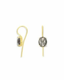 "Ipanema" Grey Rutilated Quartz, Diamonds And 18kt Gold Small Drop Earrings -Nanis Sales OS25 576 G F2