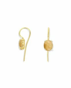 "Ipanema" Yellow Rutilated Quartz, Diamonds And 18kt Gold Small Drop Earrings -Nanis Sales OS25 576 Y F2