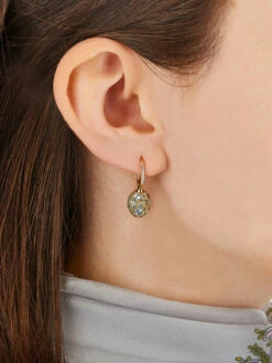"Reverse" Ciliegine Gold, Blue Diamonds, Swiss Blue Topaz, Green Sapphires And London Blue Topaz Double-face Ball Drop Earrings (SMALL) -Nanis Sales OS25 584 1