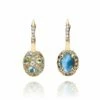 "Reverse" Ciliegine Gold, Blue Diamonds, Swiss Blue Topaz, Green Sapphires And London Blue Topaz Double-face Ball Drop Earrings (SMALL)