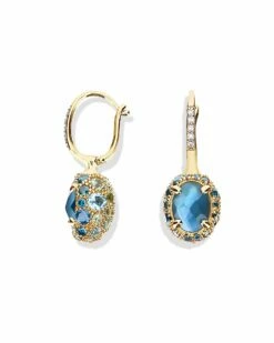 "Reverse" Ciliegine Gold, Blue Diamonds, Swiss Blue Topaz, Green Sapphires And London Blue Topaz Double-face Ball Drop Earrings (SMALL) -Nanis Sales OS25 584 ST L