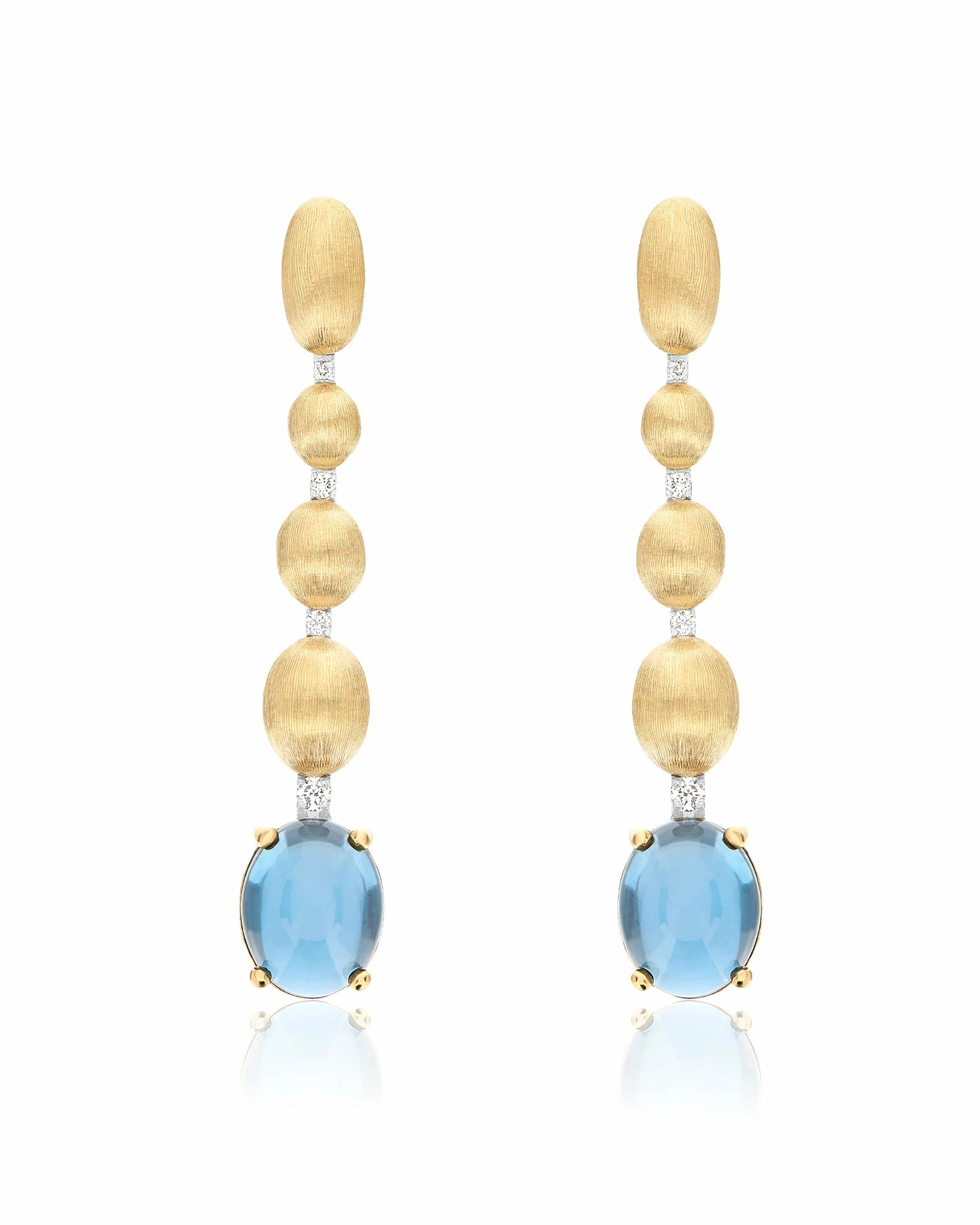 "Azure" Gold, Diamonds And London Blue Topaz Drops Long Earrings 3 "Azure" Gold, Diamonds And London Blue Topaz Drops Long Earrings