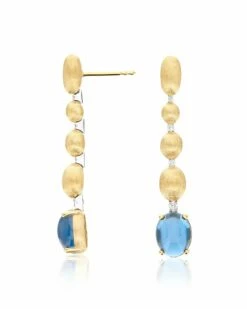 "Azure" Gold, Diamonds And London Blue Topaz Drops Long Earrings 9 "Azure" Gold, Diamonds And London Blue Topaz Drops Long Earrings -Nanis Sales OS25 597 ST F2