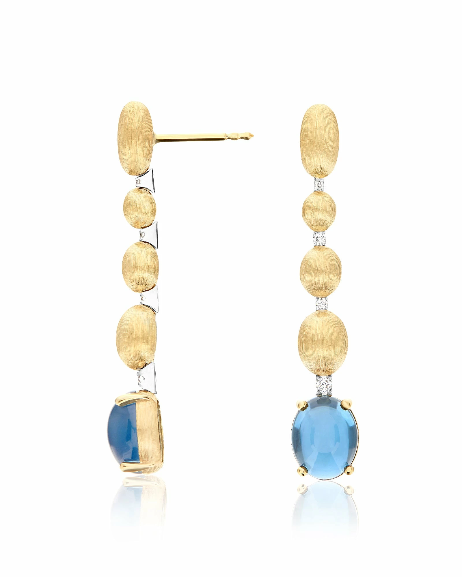 "Azure" Gold, Diamonds And London Blue Topaz Drops Long Earrings 5 "Azure" Gold, Diamonds And London Blue Topaz Drops Long Earrings - Image 3