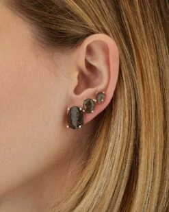 "Ipanema" Grey Rutilated Quartz, Diamonds And 18kt Gold Big Stud Earrings -Nanis Sales OS26 576 OS27 576 OS28 576 Copia ea21ef20 79d3 4112 b487 1a4e18f06fca