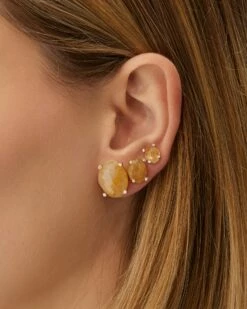 "Ipanema" Yellow Rutilated Quartz, Diamonds And 18kt Gold Small Stud Earrings -Nanis Sales OS26 576 OS27 576 OS28 576YELLOW 52afb417 edb9 4367 b84d 3bf8b90d22bb