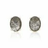 "Ipanema" Grey Rutilated Quartz, Diamonds And 18kt Gold Big Stud Earrings -Nanis Sales OS26 576 ST F1