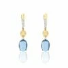 "Azure" Gold, London Blue Topaz And Diamonds Leverback Earrings -Nanis Sales OS26 597 ST F1