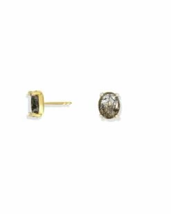 "Ipanema" Grey Rutilated Quartz, Diamonds And 18kt Gold Medium Stud Earrings -Nanis Sales OS27 576 ST G2