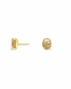 "Ipanema" Yellow Rutilated Quartz, Diamonds And 18kt Gold Medium Stud Earrings 8 "Ipanema" Yellow Rutilated Quartz, Diamonds And 18kt Gold Medium Stud Earrings -Nanis Sales OS27 576 ST Y2