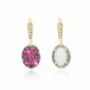 "Reverse" Ciliegine Gold, Pink Sapphires, Rubies, White Australian Opal And Diamonds Double-face Ball Drop Earrings (SMALL)