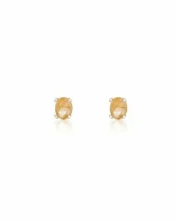 "Ipanema" Yellow Rutilated Quartz, Diamonds And 18kt Gold Small Stud Earrings