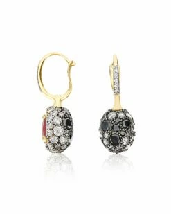 "Reverse" Ciliegine Gold, Diamonds, Rubies And Rock Crystal Double-face Ball Drop Earring (SMALL) -Nanis Sales OS28 584 ST F2