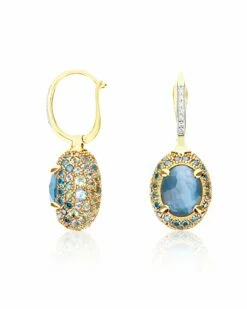 "Reverse" Ciliegine Gold, Blue Diamonds, Swiss Blue Topaz, Green Sapphires And London Blue Topaz Double-face Ball Drop Earrings (MEDIUM) 9 "Reverse" Ciliegine Gold, Blue Diamonds, Swiss Blue Topaz, Green Sapphires And London Blue Topaz Double-face Ball Drop Earrings (MEDIUM) -Nanis Sales OS29 584 ST F 1