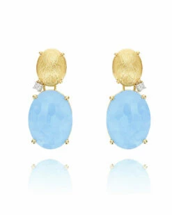 "Ipanema " Gold, Aquamarine And Diamonds Drop Earrings