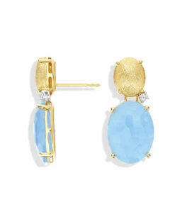 "Ipanema " Gold, Aquamarine And Diamonds Drop Earrings -Nanis Sales OS3 577 ST L