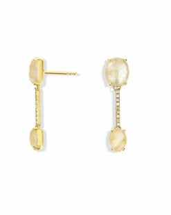 "Ipanema" Yellow Rutilated Quartz, Diamonds And 18kt Gold Bars Earrings -Nanis Sales OS3 596 2