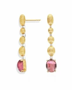 "Tourmalines" Gold, Diamonds And Pink Tourmaline Ball Drop Earrings (long) -Nanis Sales OS3 598 ST L