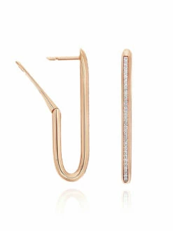 SUNSET "Libera" Big Rose Gold Square Hoop Earrings With Diamonds -Nanis Sales OS3 602 ROSE 1