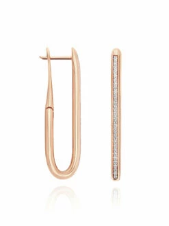 SUNSET "Libera" Big Rose Gold Square Hoop Earrings With Diamonds