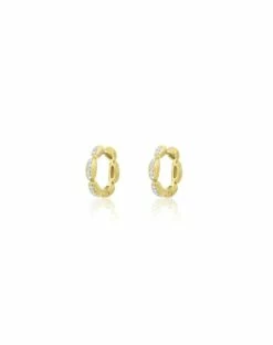 "Diva" Gold And Diamonds Hoop Earrings (small)
