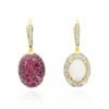 "Reverse" Ciliegine Gold, Pink Sapphires, Rubies, White Australian Opal And Diamonds Double-face Ball Drop Earrings (MEDIUM) -Nanis Sales OS31 584 ST F1