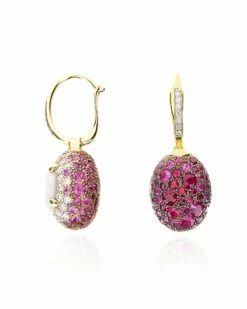 "Reverse" Ciliegine Gold, Pink Sapphires, Rubies, White Australian Opal And Diamonds Double-face Ball Drop Earrings (MEDIUM) -Nanis Sales OS31 584 ST F2