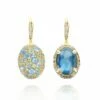 "Reverse" Ciliegine Gold, Blue Diamonds, Swiss Blue Topaz, Green Sapphires And London Blue Topaz Double-face Ball Drop Earrings (LARGE)