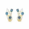 "Azure" Gold, London Blue Topaz And Diamonds Stud Earrings