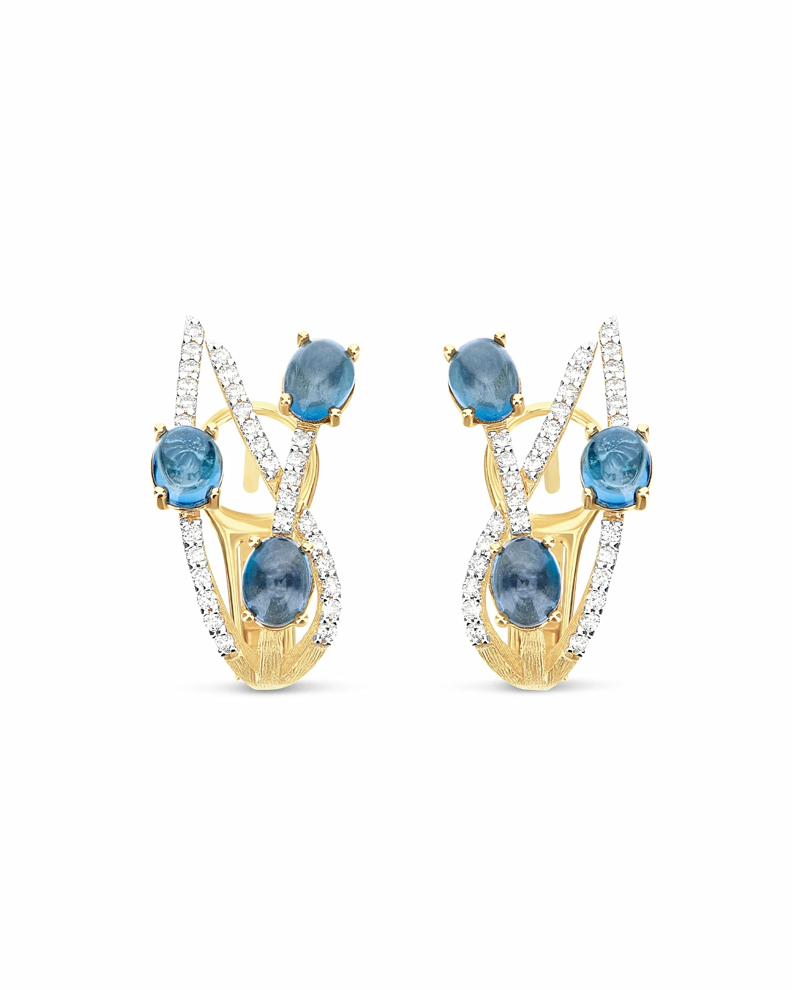 "Azure" Gold, London Blue Topaz And Diamonds Stud Earrings 3 "Azure" Gold, London Blue Topaz And Diamonds Stud Earrings