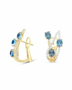 "Azure" Gold, London Blue Topaz And Diamonds Stud Earrings 7 "Azure" Gold, London Blue Topaz And Diamonds Stud Earrings -Nanis Sales OS33 597 F2