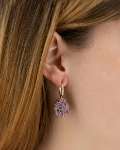 "Reverse" Ciliegine Gold, Sapphire, Tsavorite, Amethyst, Green Labradorite And Rock Crystal Double-face Ball Drop Earrings (LARGE) -Nanis Sales OS34 584 2