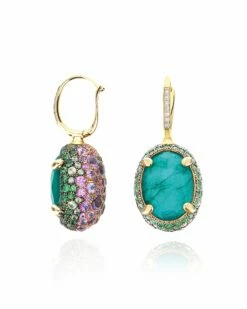 "Reverse" Ciliegine Gold, Sapphire, Tsavorite, Amethyst, Green Labradorite And Rock Crystal Double-face Ball Drop Earrings (LARGE) -Nanis Sales OS34 584 F2