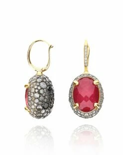 "Reverse" Ciliegine Gold, Diamonds, Rubies And Rock Crystal Double-face Ball Drop Earring (LARGE) -Nanis Sales OS35 584 2