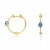 "Azure" Gold, London Blue Topaz And Diamonds Hoop Earrings -Nanis Sales OS35 597 ST F1