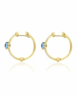"Azure" Gold, London Blue Topaz And Diamonds Hoop Earrings -Nanis Sales OS35 597 ST F2