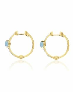 "Azure" Gold, Aquamarine And Diamonds Hoop Earrings -Nanis Sales OS36 597 ST F2