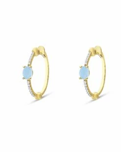 "Azure" Gold, Aquamarine And Diamonds Hoop Earrings -Nanis Sales OS36 597 ST R