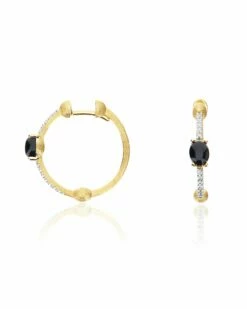 "Mystery Black" Gold, Black Onyx And Diamonds Hoop Earrings
