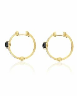 "Mystery Black" Gold, Black Onyx And Diamonds Hoop Earrings -Nanis Sales OS37 597 ST F2